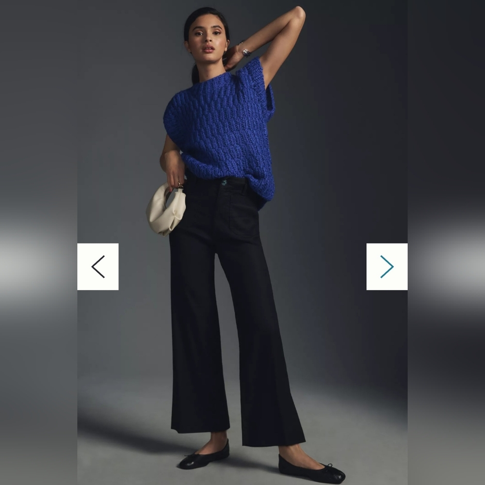 Anthropologie Colette Cropped Wide Leg Pants - Black Linen